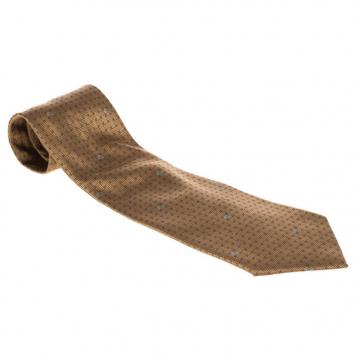 Pre Owned Burberry Gold Embroidered Silk Tie