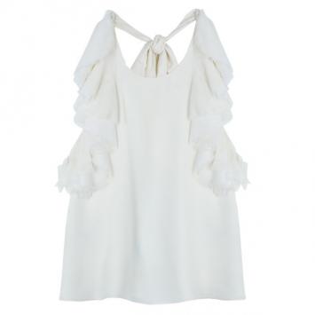 Alice + Olivia Halterneck Ruffle Top S