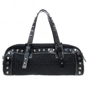 Fendi Small Black Zucchino Studded Bag