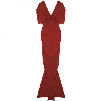 Lanvin Gathered Red Mid Length Dress M