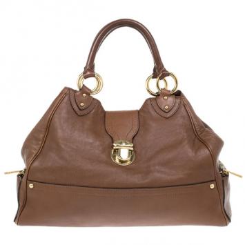 Marc Jacobs Brown Leather Pushlock Tote