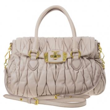 Miu Miu Pink Leather Matelasse Turnlock Satchel