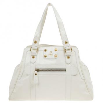 Fendi White Patent Leather Satchel