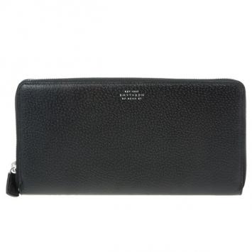 Smythson Black Leather Panama Travel Wallet