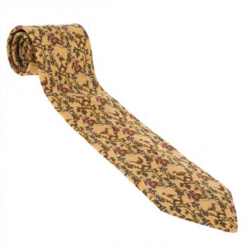Pre Owned Salvatore Ferragamo Yellow Duck Print Silk Tie