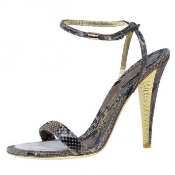 Salvatore Ferragamo Python Blejan Ankle Strap Sandals Size 39