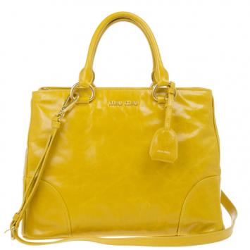 Miu Miu Yellow Vitello Shine Tote