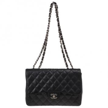 Chanel Black Caviar Leather Jumbo Flap Bag