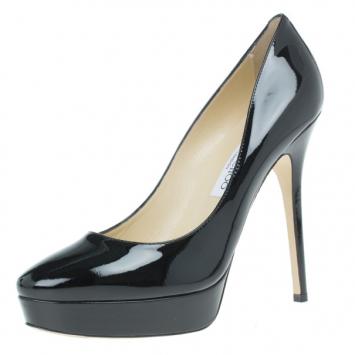 Jimmy Choo Black Patent Cosmic Platform Pumps Size 40