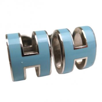 Hermes Pop H Light Blue Laquered Earrings