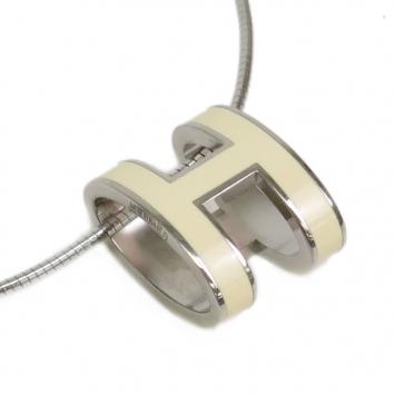 Hermes Pop H White Laquered Pendant Necklace
