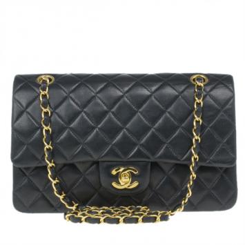 Chanel Black Lambskin Leather Small Single Flap Bag