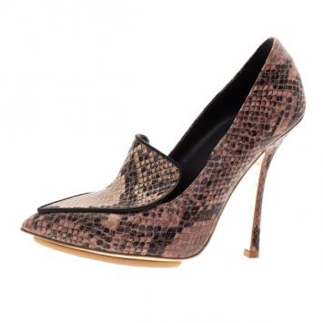 Stella McCartney Python Embossed Pointed Toe Loafer Pumps Size 38