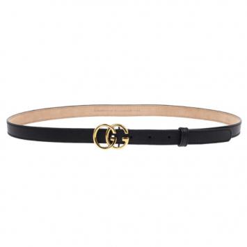 Gucci Black Leather Double G Buckle Belt 90CM