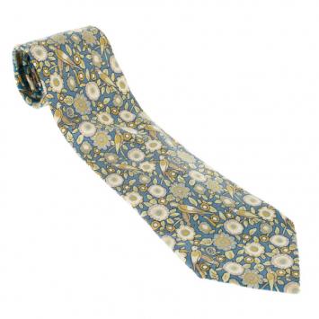 Pre Owned Hermes Blue and Green Floral Silk Tie