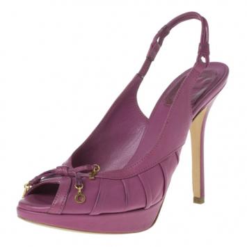 Dior Magenta Pleated Leather Slingback Sandals Size 36.5