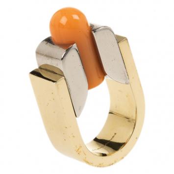 Balenciaga Round Slice Orange Resin Ring Size 52