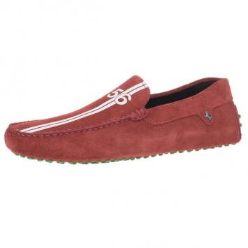 Pre Owned Tod’s for Ferrari Red Suede No.56 Limited Edition Gommino Loafers Size 43
