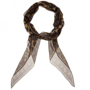 Louis Vuitton Leopard and Monogram Silk Scarf