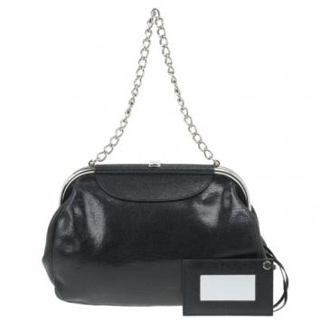 Balenciaga Black Leather Frame Bag