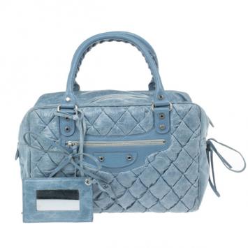 Balenciaga Blue Leather Matelasse Bag