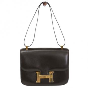 Hermes Brown Constance Box Shoulder Bag