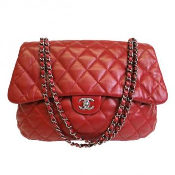Chanel Red Leather Single Flap Bubble Bag