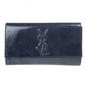 Saint Laurent Paris Blue Patent Leather Belle De Jour Clutch