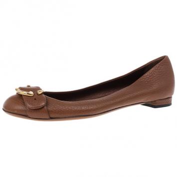 Gucci Brown Leather Ride Ballet Flats Size 39