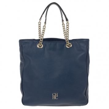 Carolina Herrera Navy Blue Leather Tote