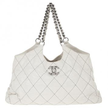 Chanel White Lambskin Hobo