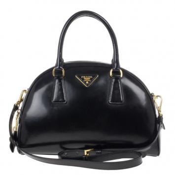 Prada Black Patent Leather Dome Bag
