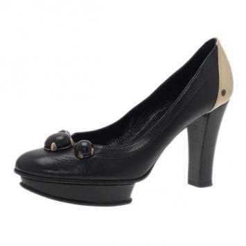 Fendi Black Leather Jeweled Pumps Size 39.5