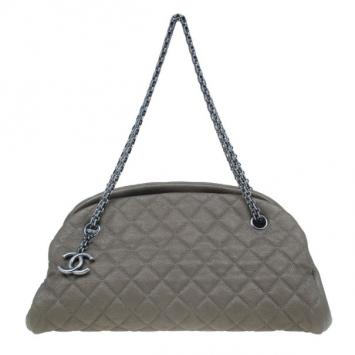 Chanel Olive Green Quilted Caviar Just Mademoiselle Bowling Bag