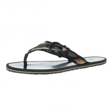 Burberry Novacheck Buckle Thong Sandals Size 36.5