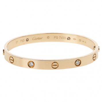 Cartier Love 4 Diamonds Rose Gold Bracelet 17CM