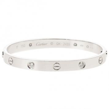 Cartier Love 4 Diamonds White Gold Bracelet 17CM