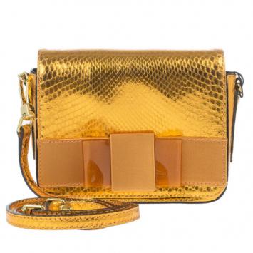 Burberry Metallic Orange Python Berkeley Crossbody Bag