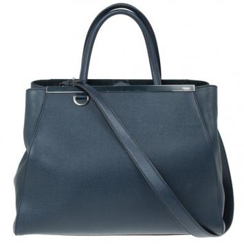 Fendi Navy Blue Leather Large 2Jours Tote