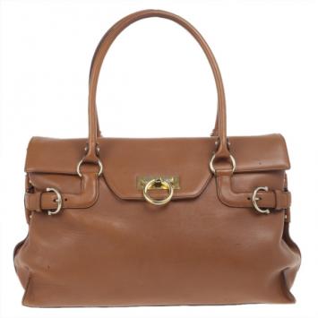 Salvatore Ferragamo Brown Leather Gancini Satchel