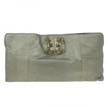 Chloe Metallic Leather Crystal Embellished Clutch