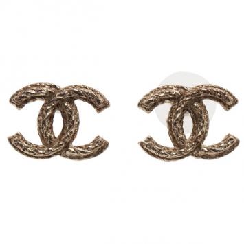 Chanel CC Logo Gold Tone Earrings