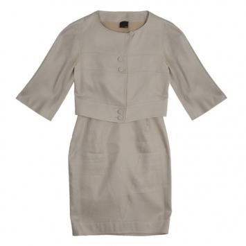 Fendi Collarless Silk Skirt Suit M