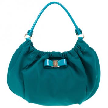 Salvatore Ferragamo Green Nylon Hobo