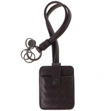 Bottega Veneta Brown Intrecciato Leather Key Pouch