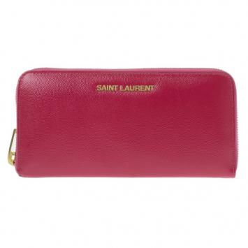 Saint Laurent Paris Pink Leather Zip Around Wallet