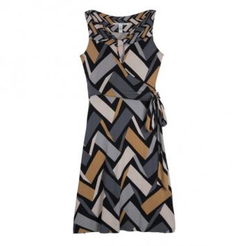 Diane von Furstenberg Brown & Grey Geometric Print Lily Dress S