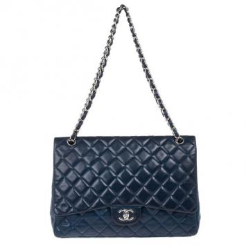 Chanel Navy Blue Classic Maxi Flap Bag