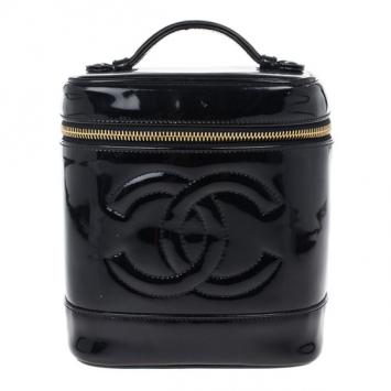 Chanel Black Patent Leather Vanity Bag