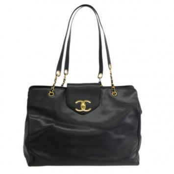 Chanel Black Caviar Supermodel Shopper Tote